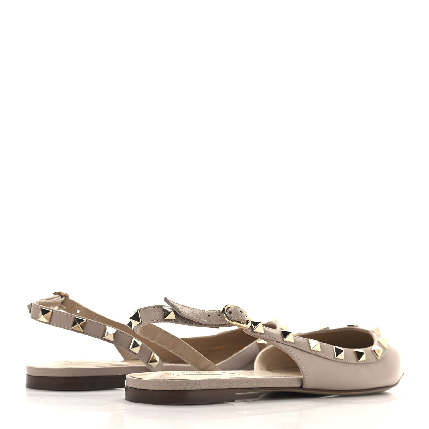 Nappa Rockstud Slingback Flats 38.5 Poudre