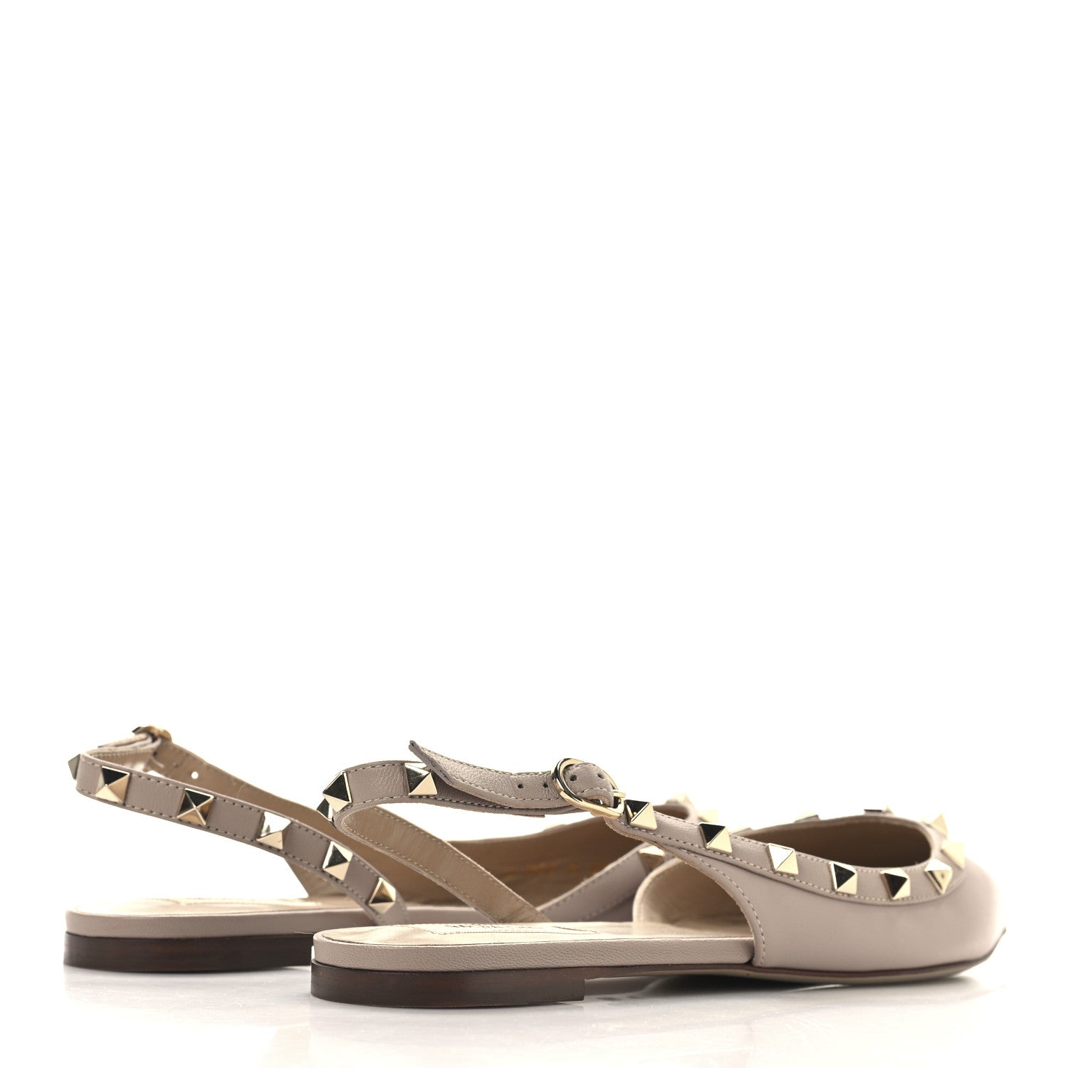 Valentino Garavani Nappa Rockstud Slingback Flats 38.5 Poudre 5 of 10