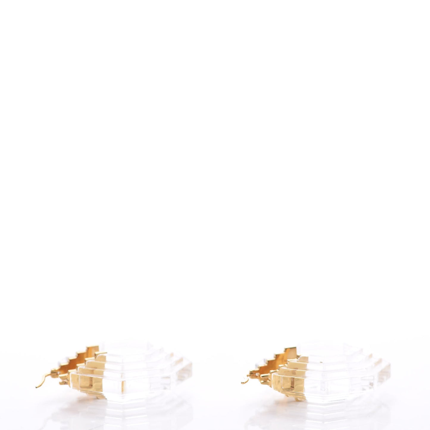 Lucite Octagonal Art Deco Hoop Earrings