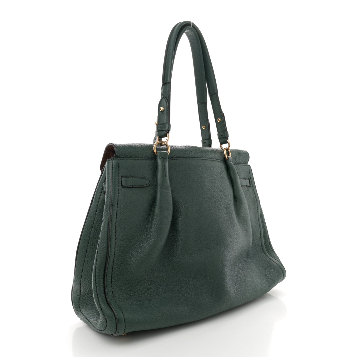 Salvatore Ferragamo Grained Calfskin Gancini Shoulder Bag Dark Green 3 of 12