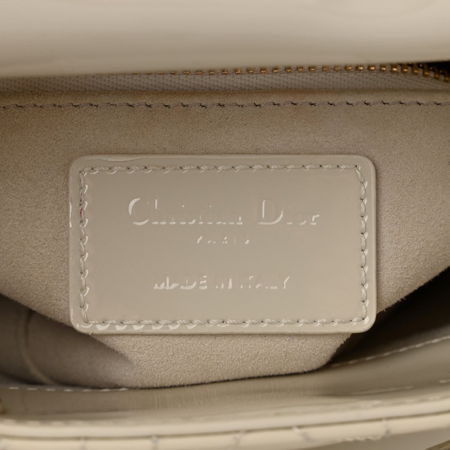 Patent Cannage Mini Lady Dior Ivory
