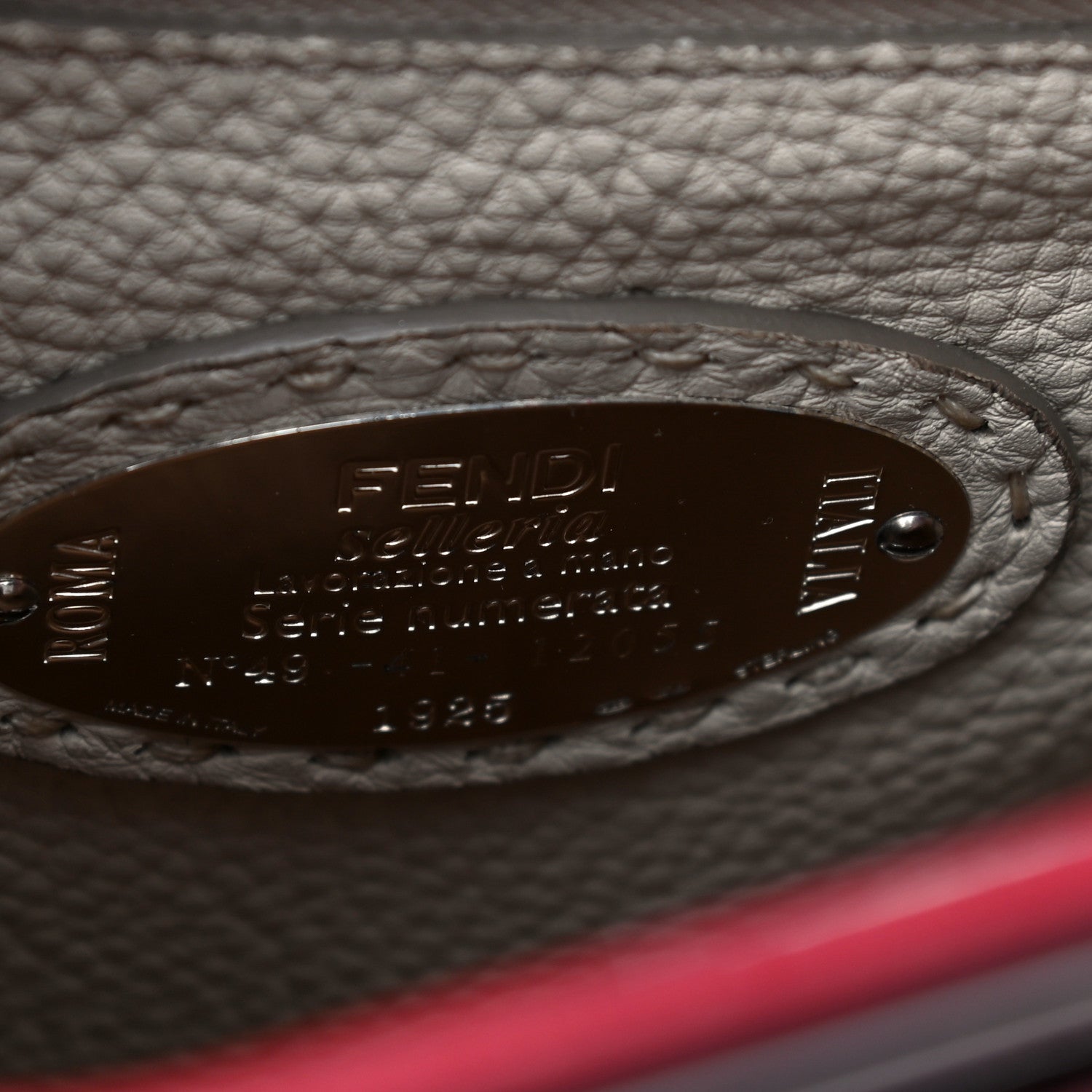 Fendi Cuoio Romano Selleria Bi-Color Medium Peekaboo Iconic Satchel Rosso Latte 8 of 18