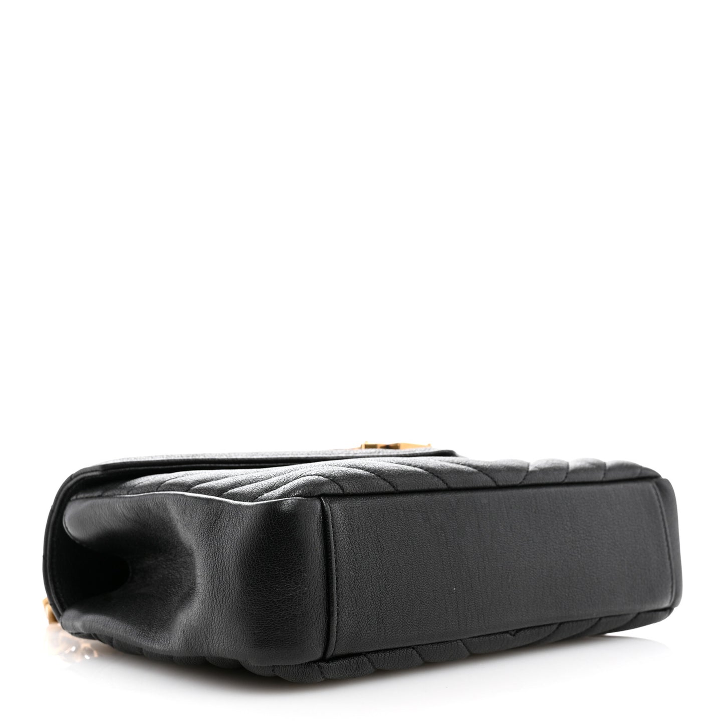 Sheepskin Matelasse Chevron Monogram Medium College Bag Black