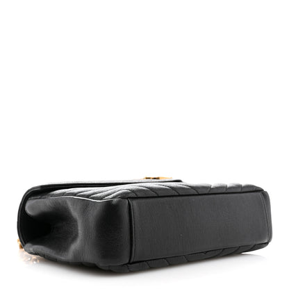 Saint Laurent Sheepskin Matelasse Chevron Monogram Medium College Bag Black 4 of 10