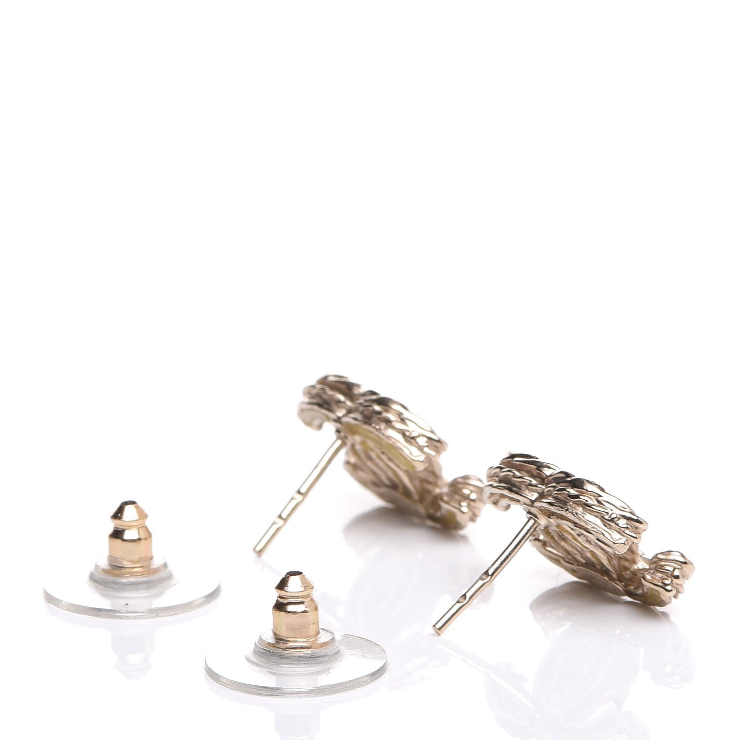 Chanel Crystal CC Earrings Light Gold 3 of 5