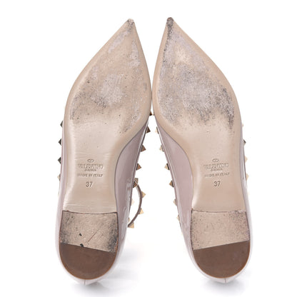 Valentino Garavani Patent Rockstud Cage Ballerina Flats 37 Poudre 5 of 13