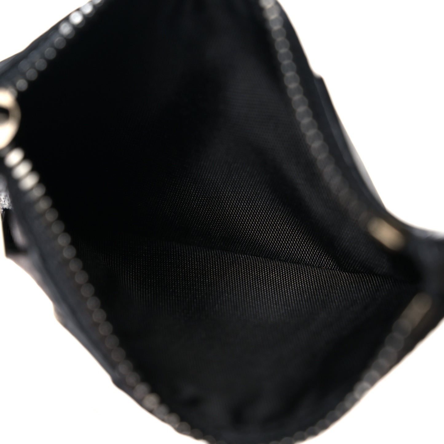 Calfskin Logo Zip Card Holder Black