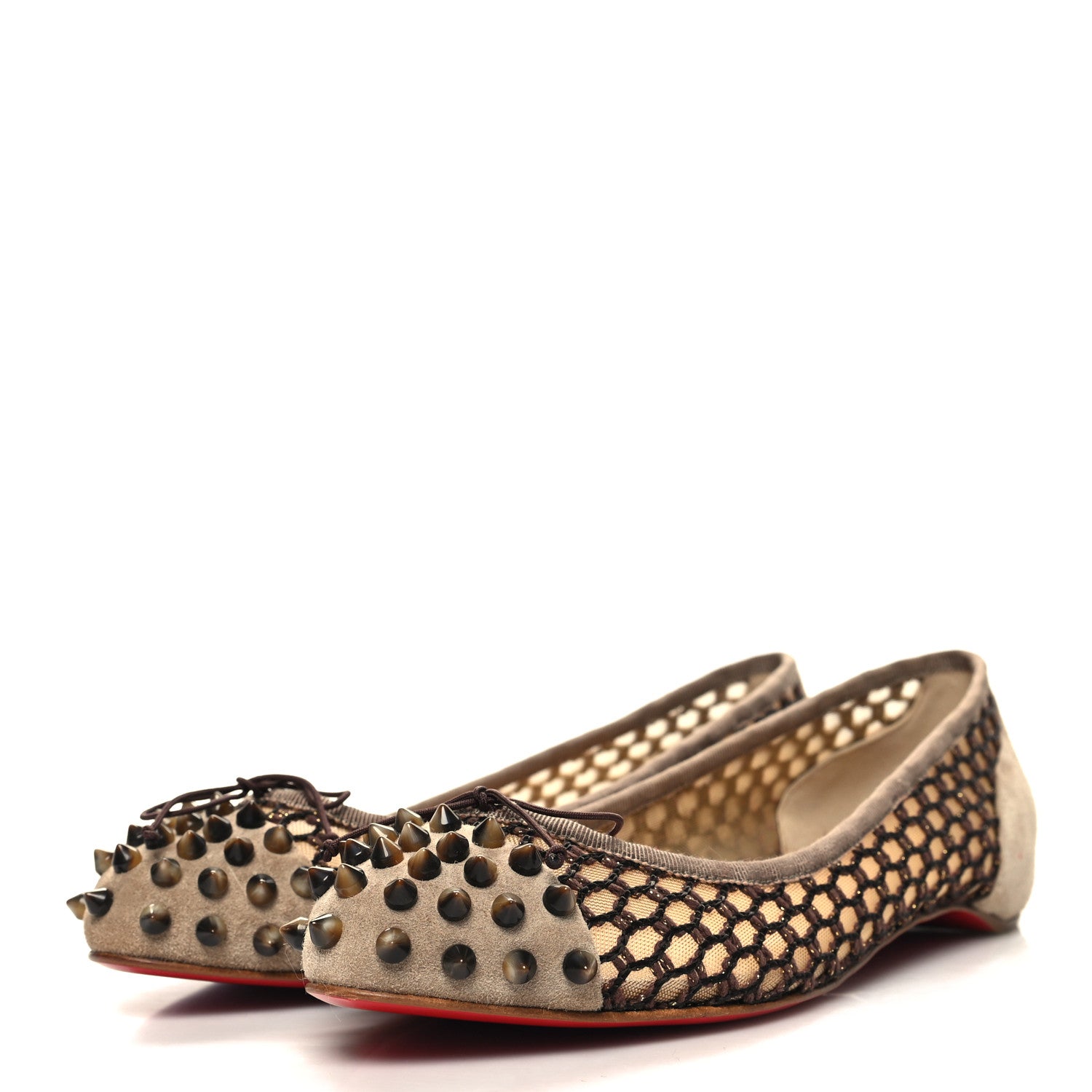 Christian Louboutin Patent Lace Mix Spikes Flats 37 Corde 3 of 8