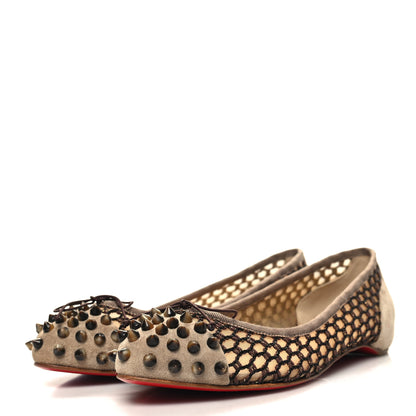 Christian Louboutin Patent Lace Mix Spikes Flats 37 Corde 3 of 8