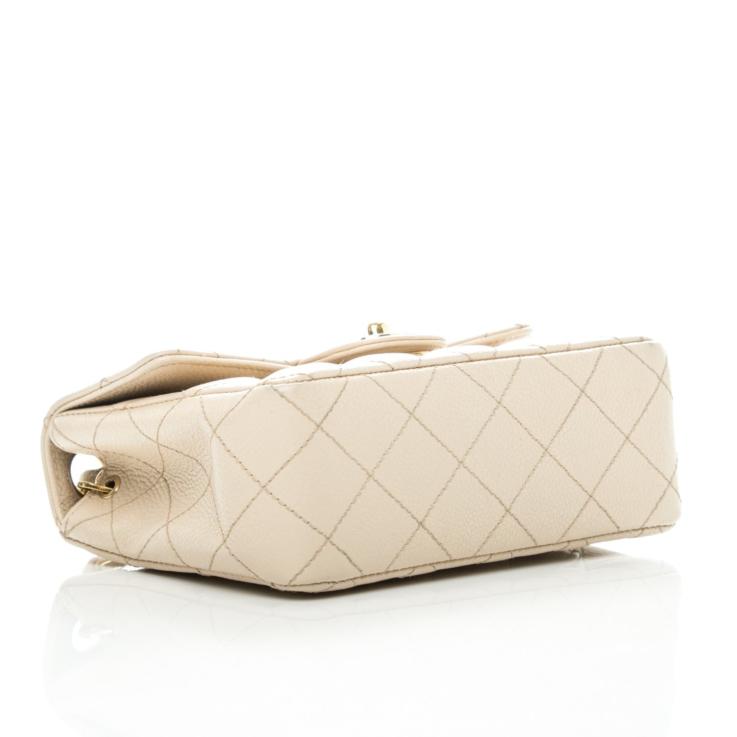 Caviar Quilted Mini Square Flap Light Beige