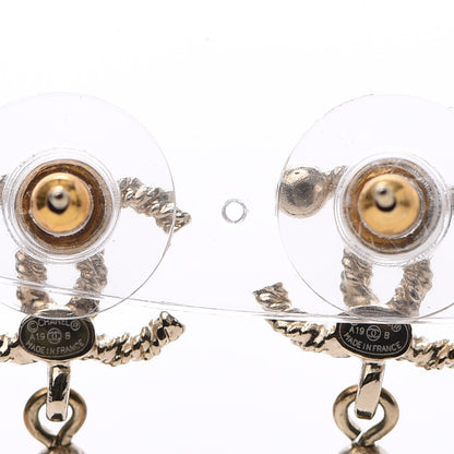 Chanel Pearl Bead Crystal CC Byzantine Drop Earrings Black Gold 4 of 5
