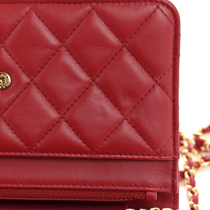 Chanel Lambskin Quilted Wallet On Chain WOC Red 12 of 12