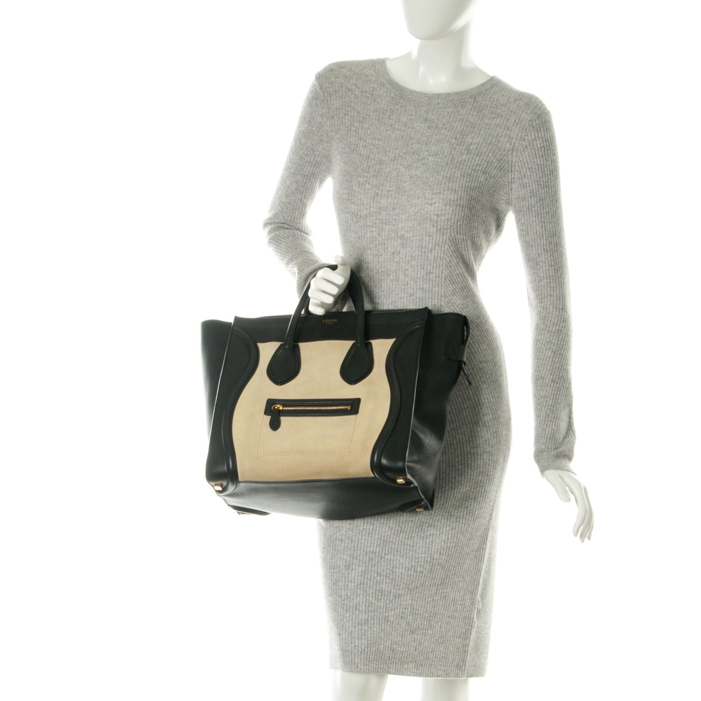 Smooth Calfskin Suede Small Luggage Cream