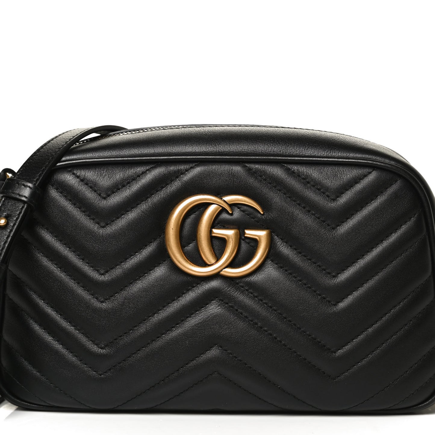 Calfskin Matelasse Small GG Marmont Chain Shoulder Bag Black