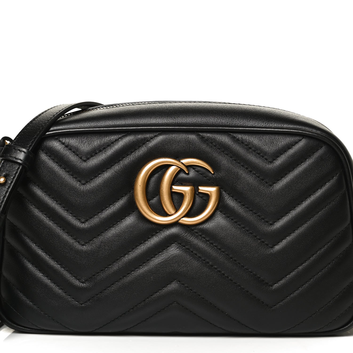 Gucci Calfskin Matelasse Small GG Marmont Chain Shoulder Bag Black 9 of 12
