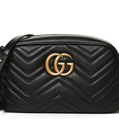 Gucci Calfskin Matelasse Small GG Marmont Chain Shoulder Bag Black 9 of 12