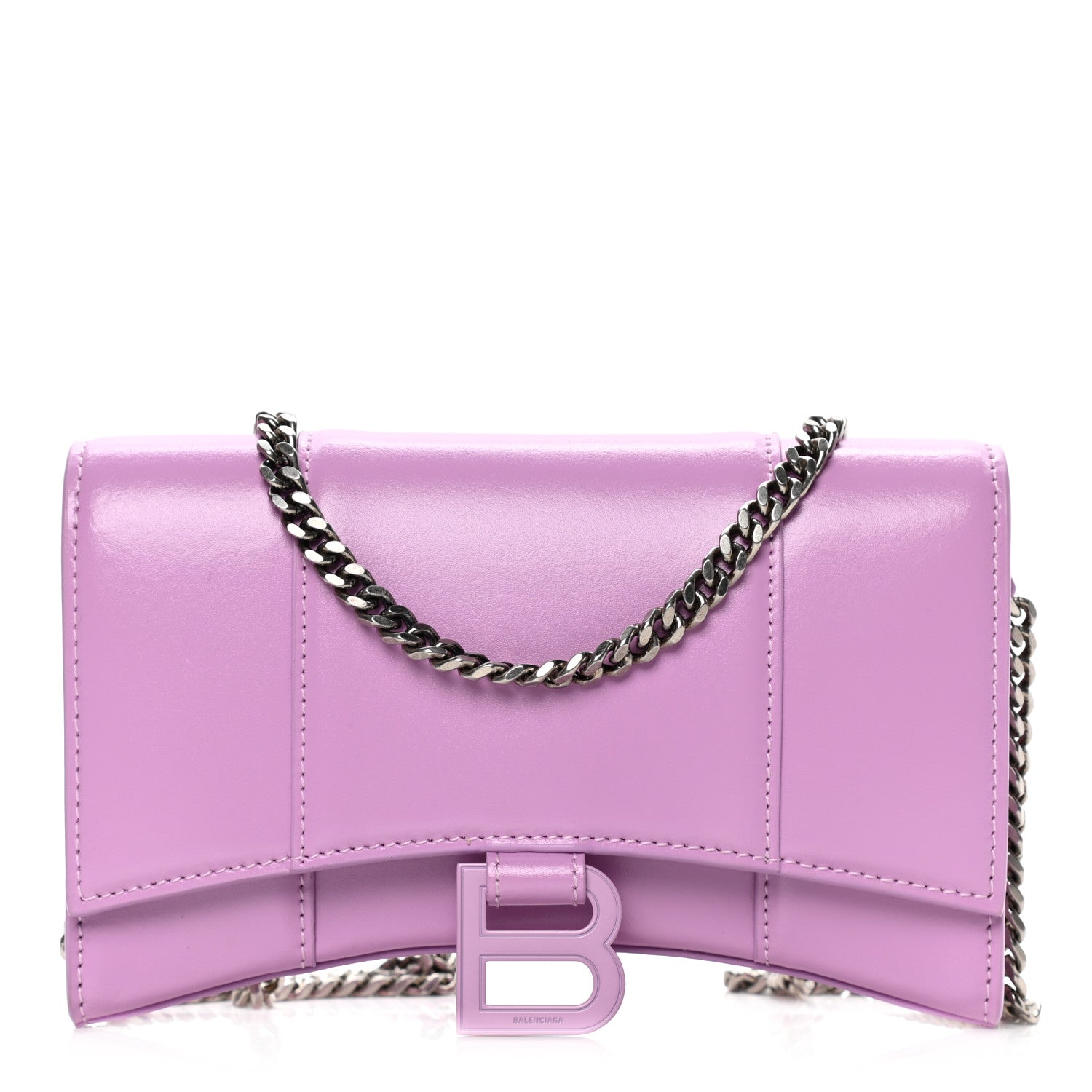 Balenciaga Shiny Box Calfskin Tonal B Hourglass Chain Bag Liliac 1 of 6