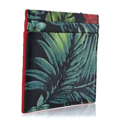 Christian Louboutin Crackled Calfskin Hawaii Print Paros Spikes Card Holder Black Gunmetal 3 of 8