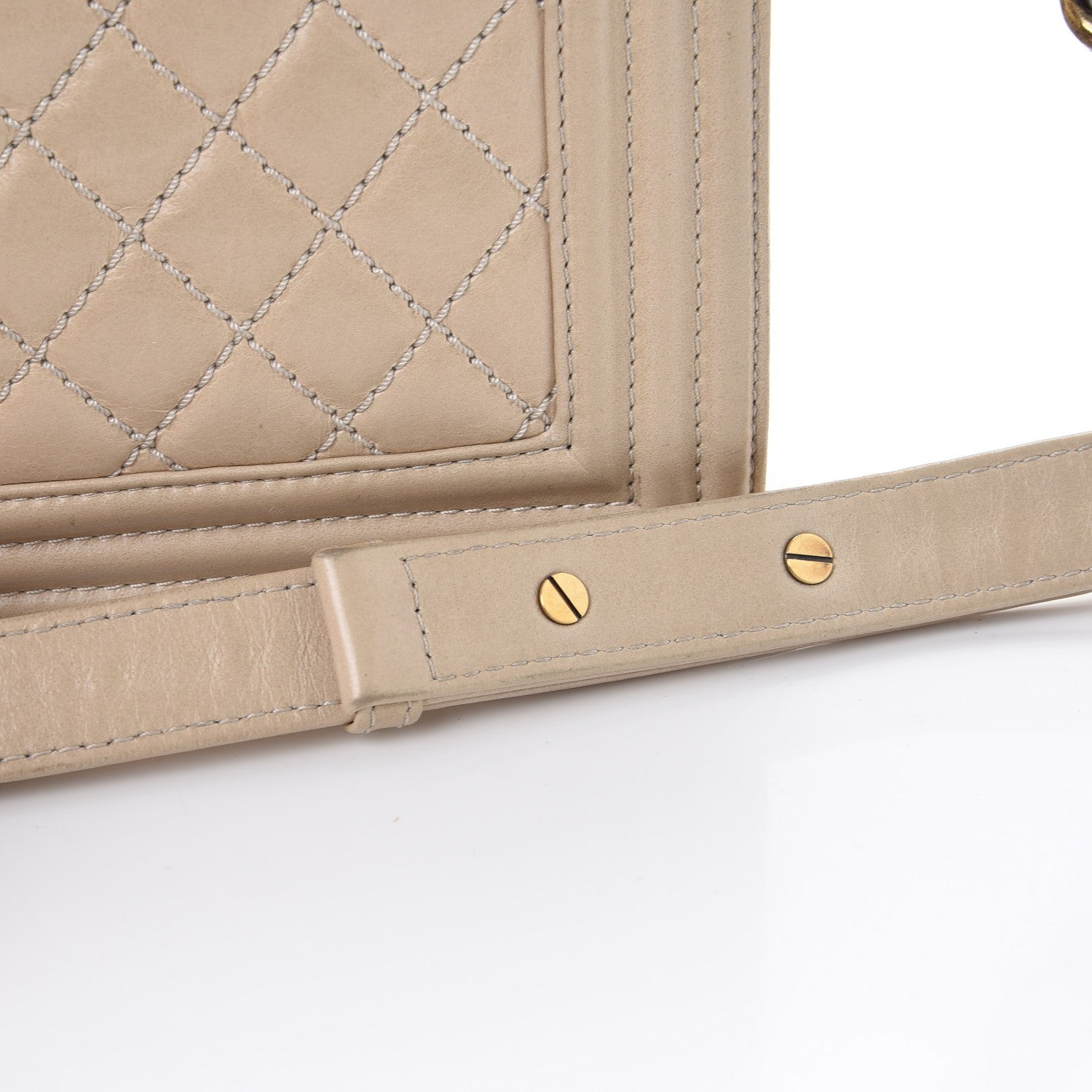 Chanel Calfskin Quilted Large Boy Flap Beige 15 of 19