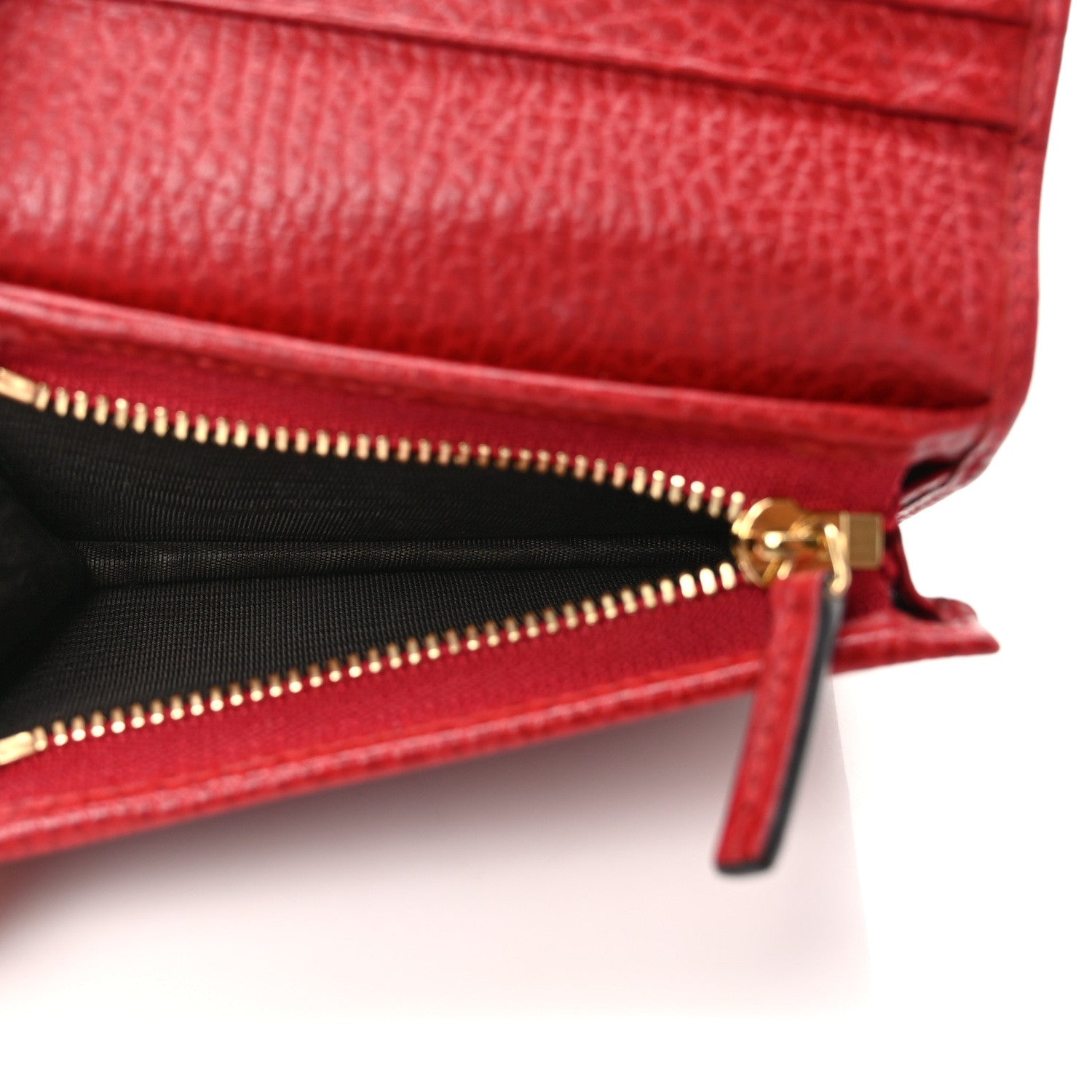 Gucci Pebbled Calfskin GG Marmont Card Case Hibiscus Red 5 of 9