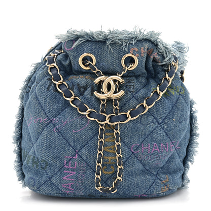 Chanel Denim Quilted Small Mood Bucket With Chain Blue Multicolor 1 of 12