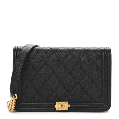 Chanel Caviar Quilted Boy Wallet On Chain WOC Black 1 of 15