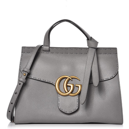 Gucci Cellarius Calfskin Small GG Marmont Top Handle Bag Deep Grey 1 of 8