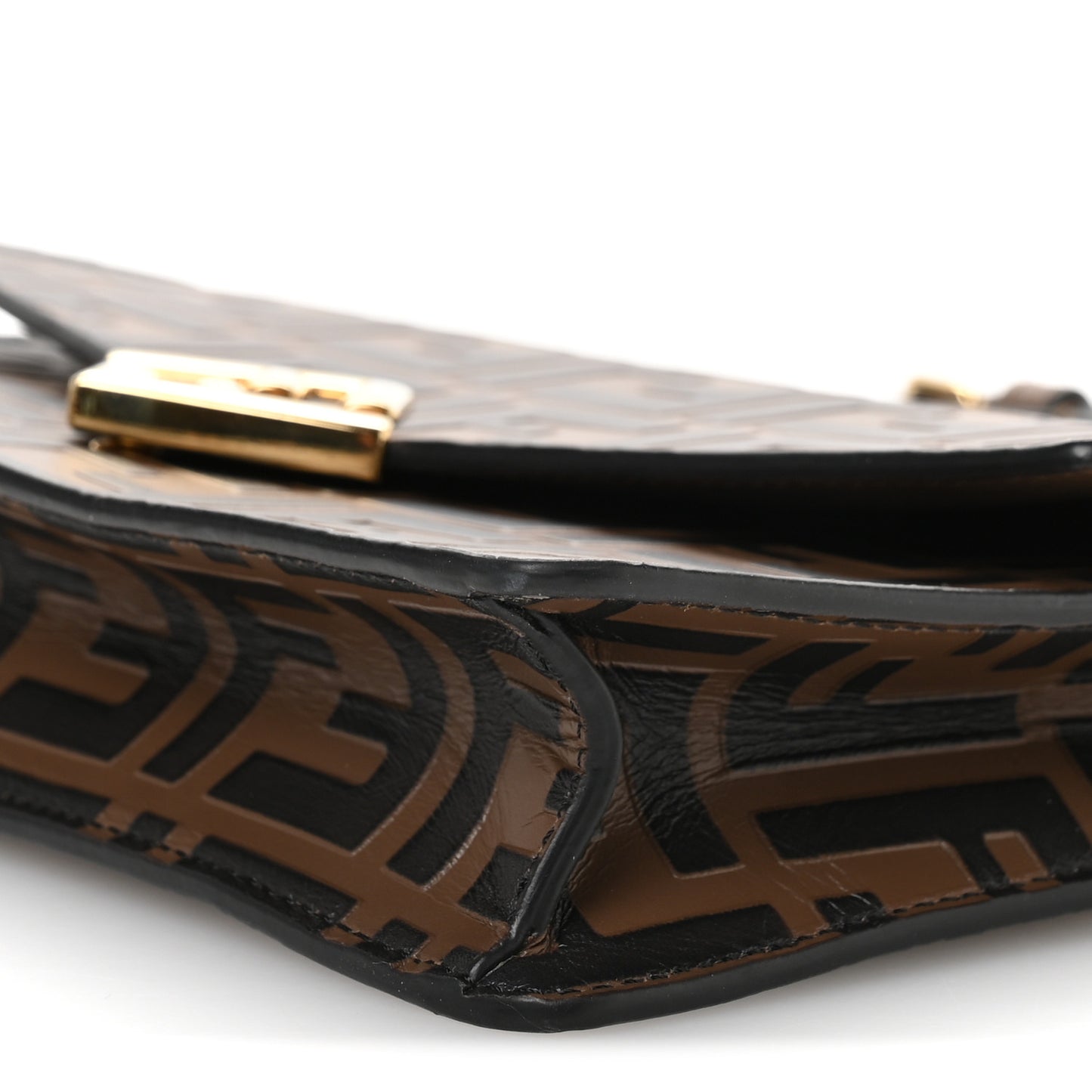 Vitello Ceylon Bi-Color FF 1974 Embossed FF Diamonds Chain Wallet Maya Black