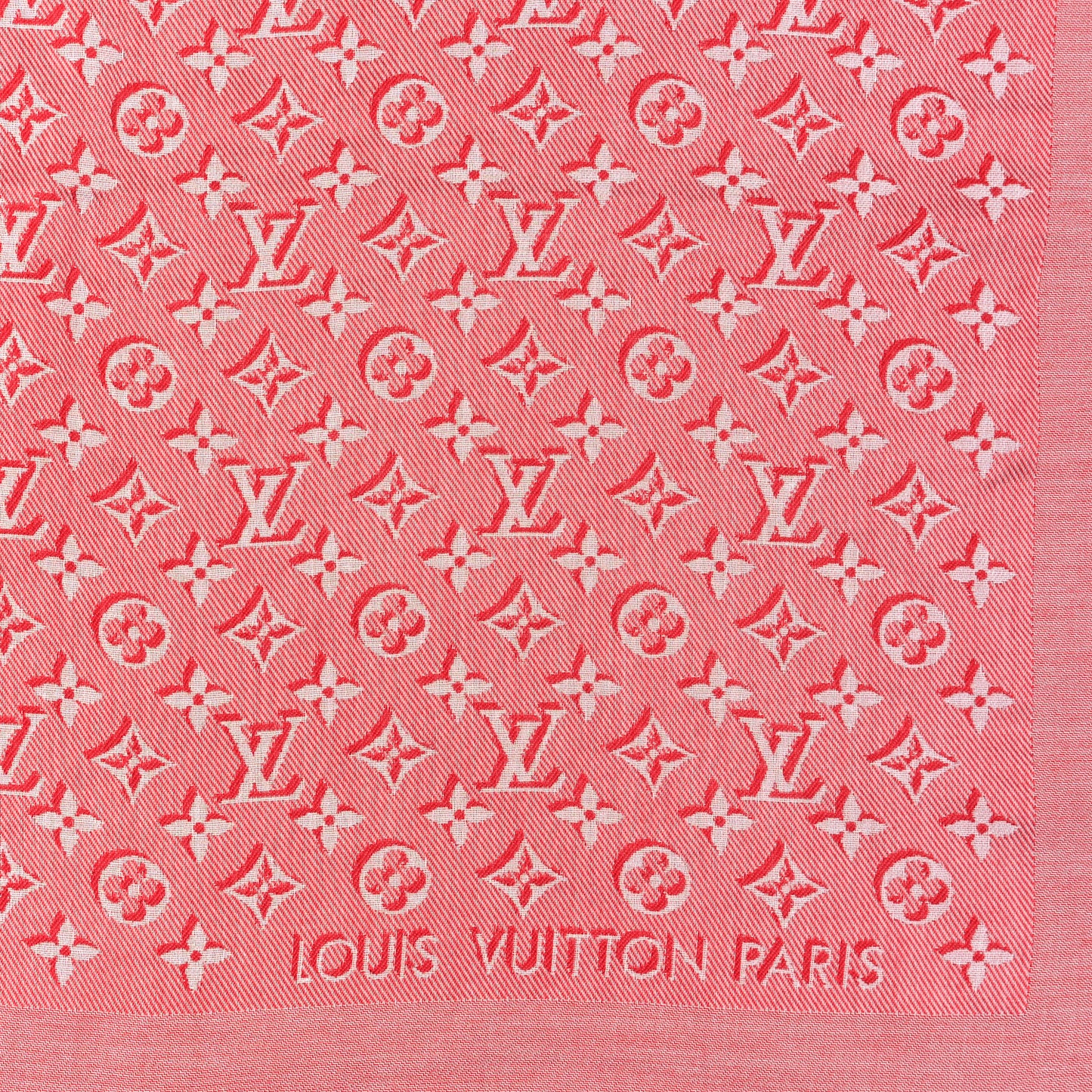 Silk Wool Monogram Umbra Shawl Rouge