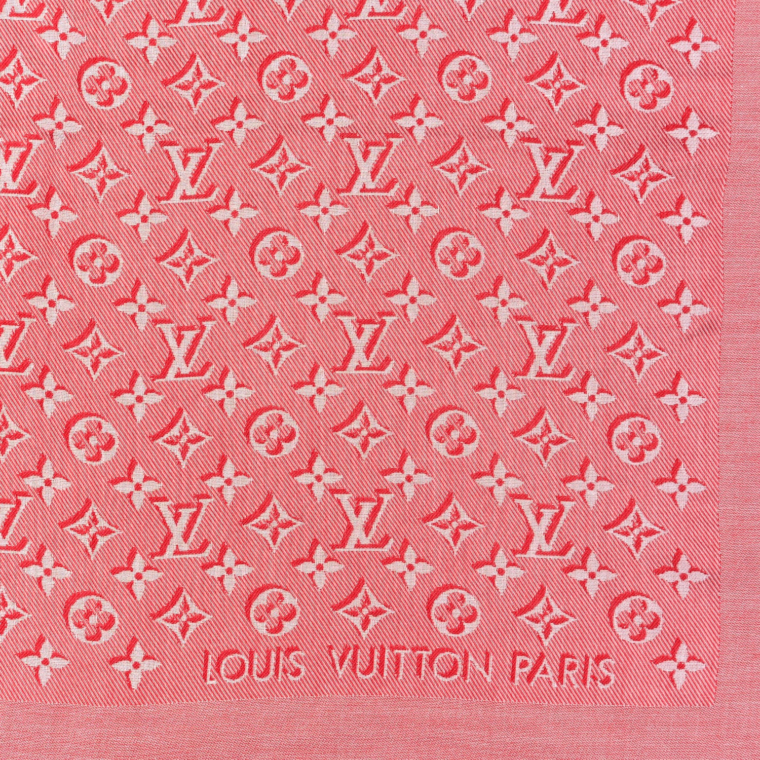Louis Vuitton Silk Wool Monogram Umbra Shawl Rouge 2 of 3