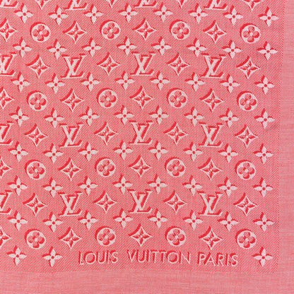 Louis Vuitton Silk Wool Monogram Umbra Shawl Rouge 2 of 3