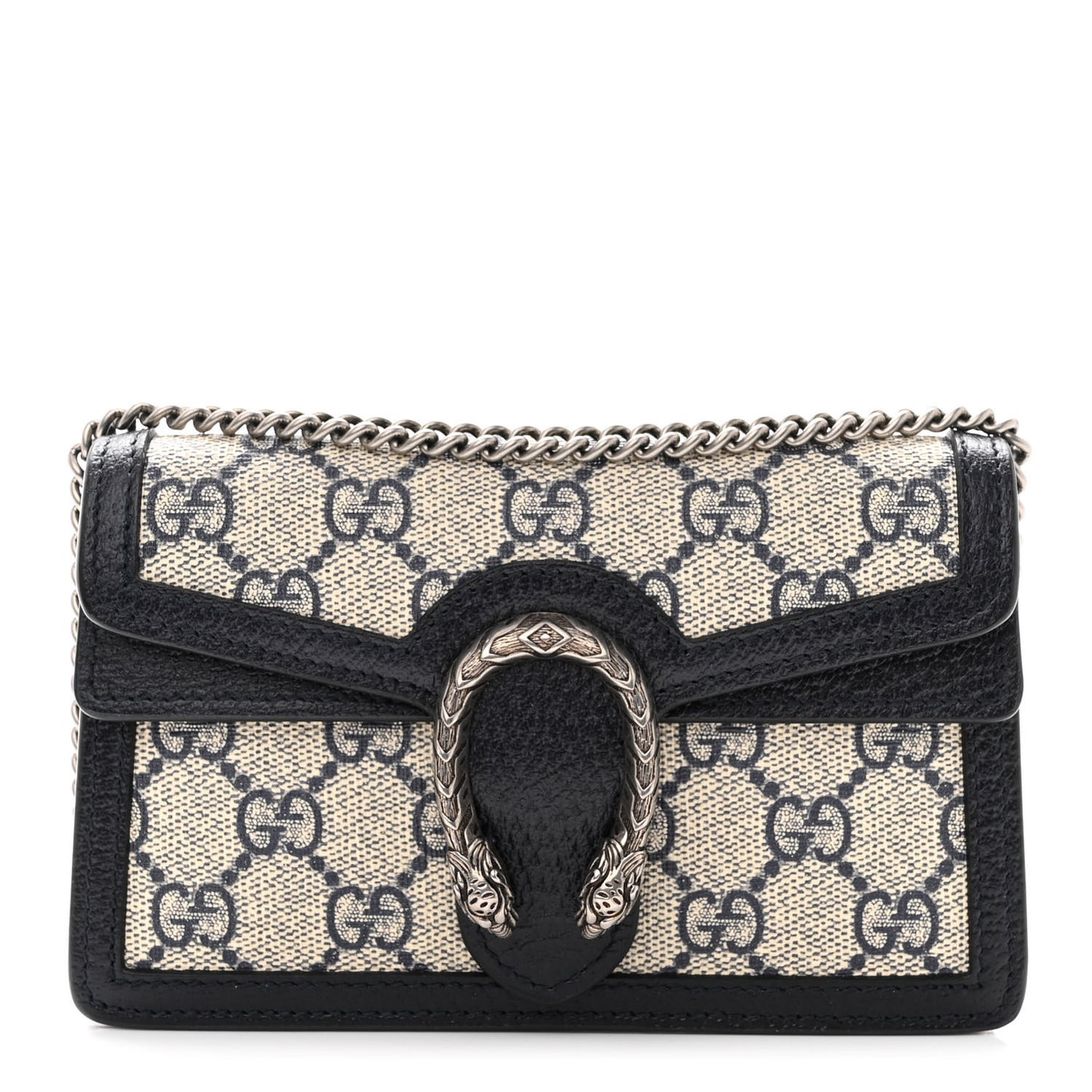 GG Supreme Monogram Textured Dollar Calfskin Super Mini Dionysus Shoulder Bag Beige Blue