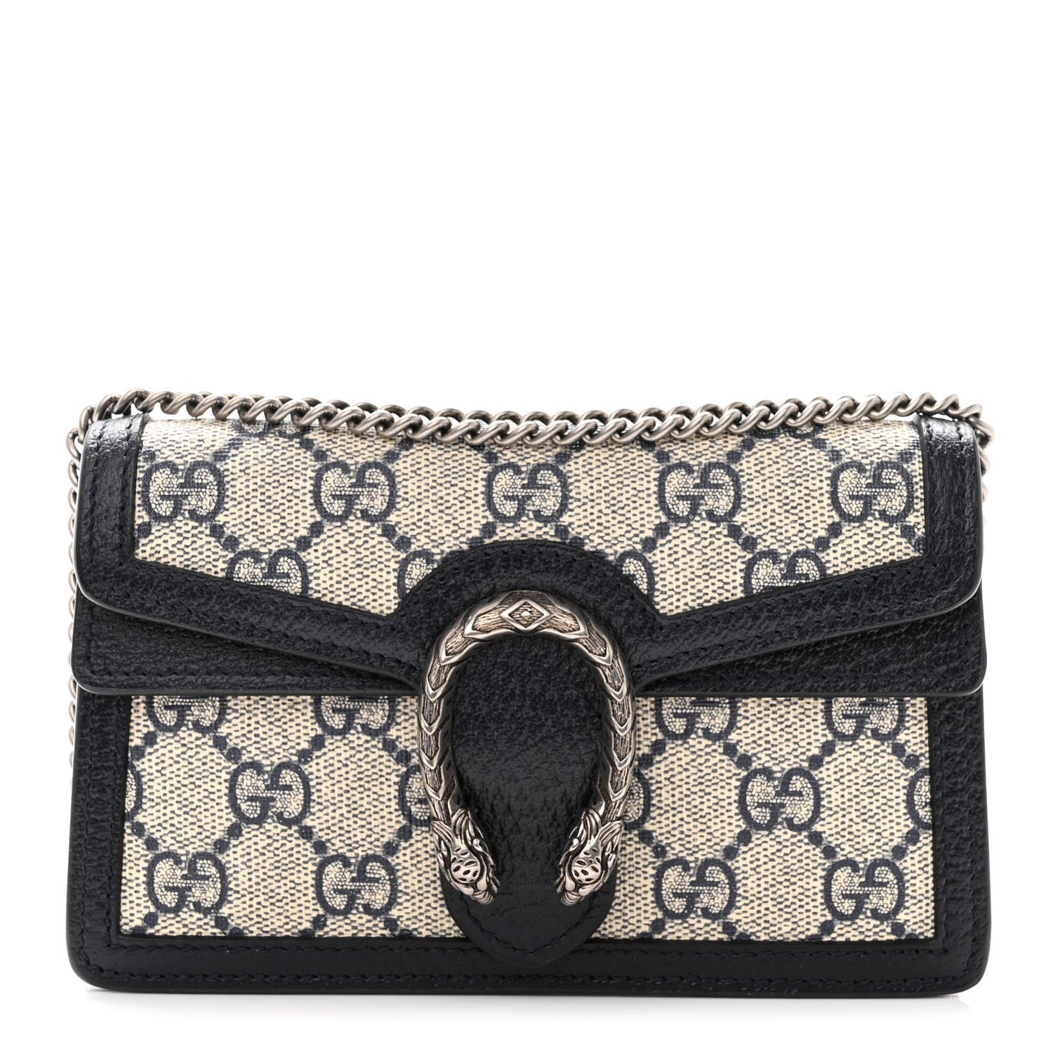 Gucci GG Supreme Monogram Textured Dollar Calfskin Super Mini Dionysus Shoulder Bag Beige Blue 1 of 9