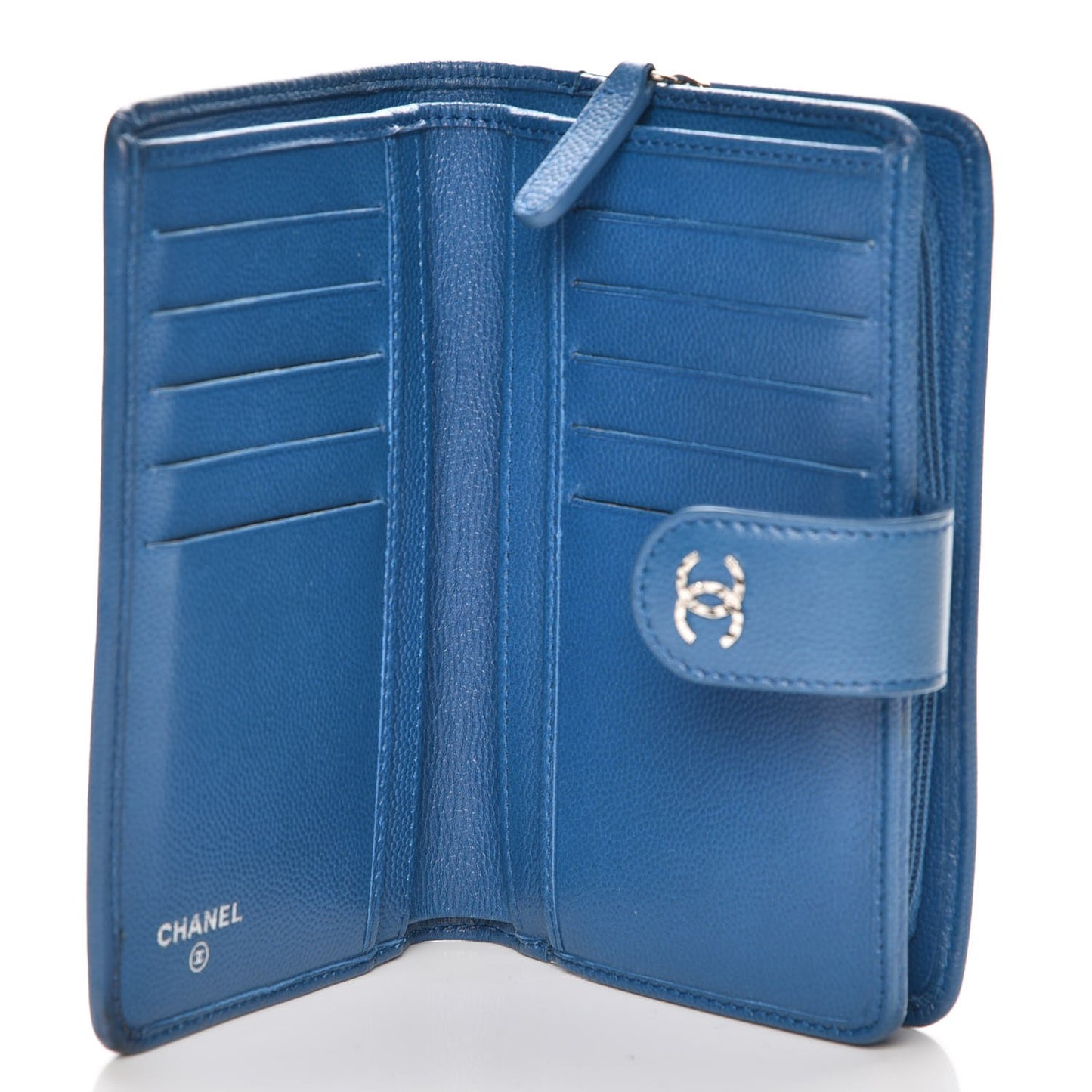 Caviar Sevruga Large Zip Pocket Wallet Dark Blue