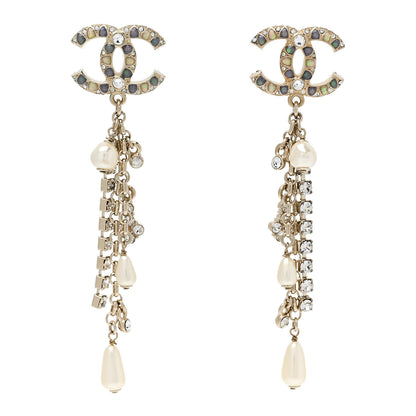 Chanel Crystal Pearl CC Chain Drop Earrings Multicolor 1 of 5