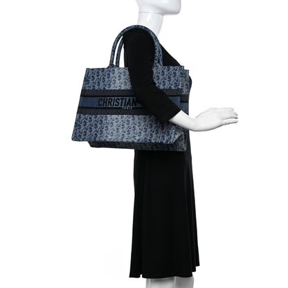 Christian Dior Oblique Denim Medium Book Tote Blue 2 of 10