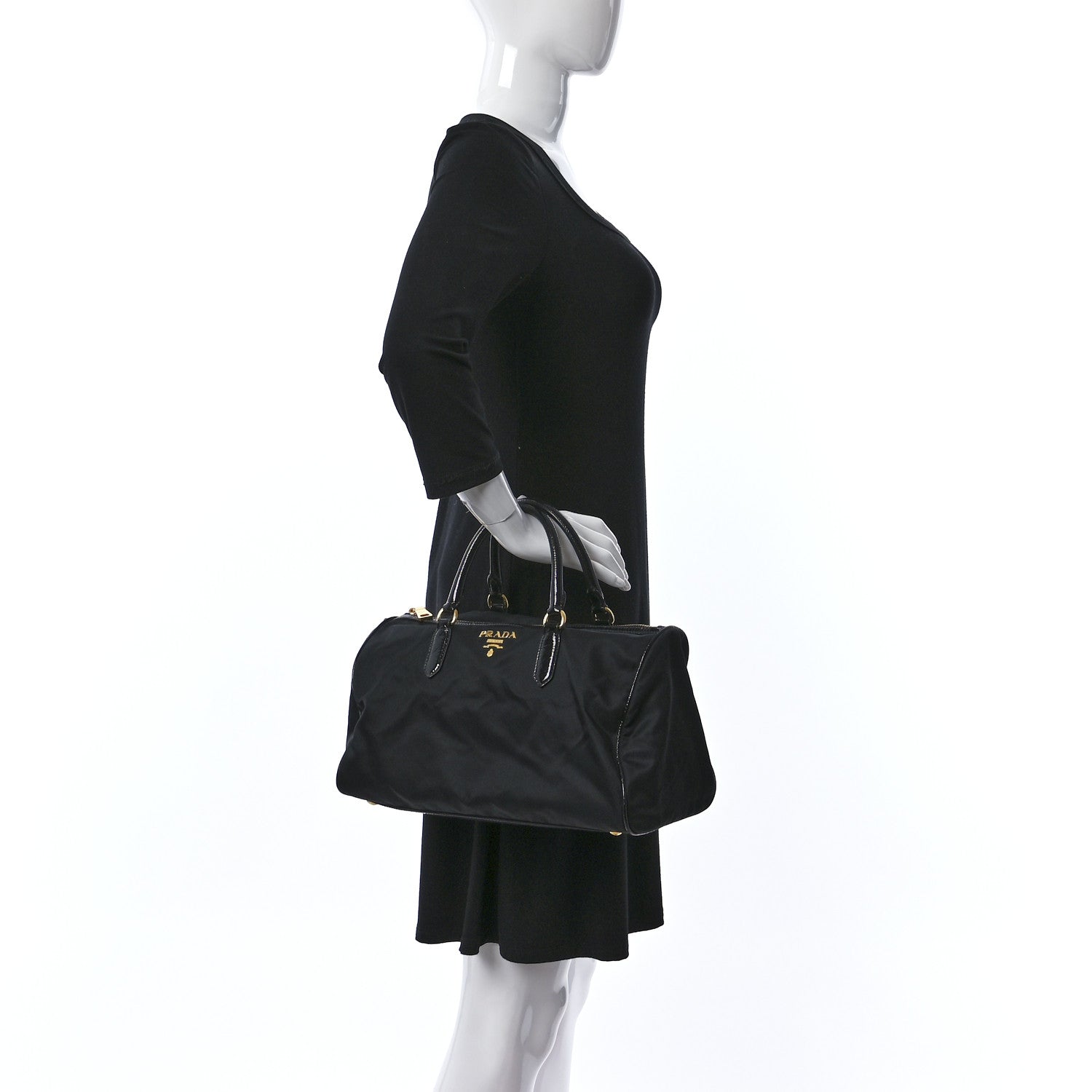 Prada Nylon Spazzolato Boston Bag Black 2 of 11