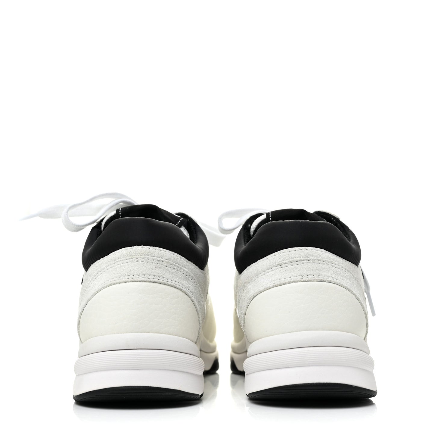 Mesh Suede Calfskin Grained Calfskin Womens CC Sneakers 35 White Black