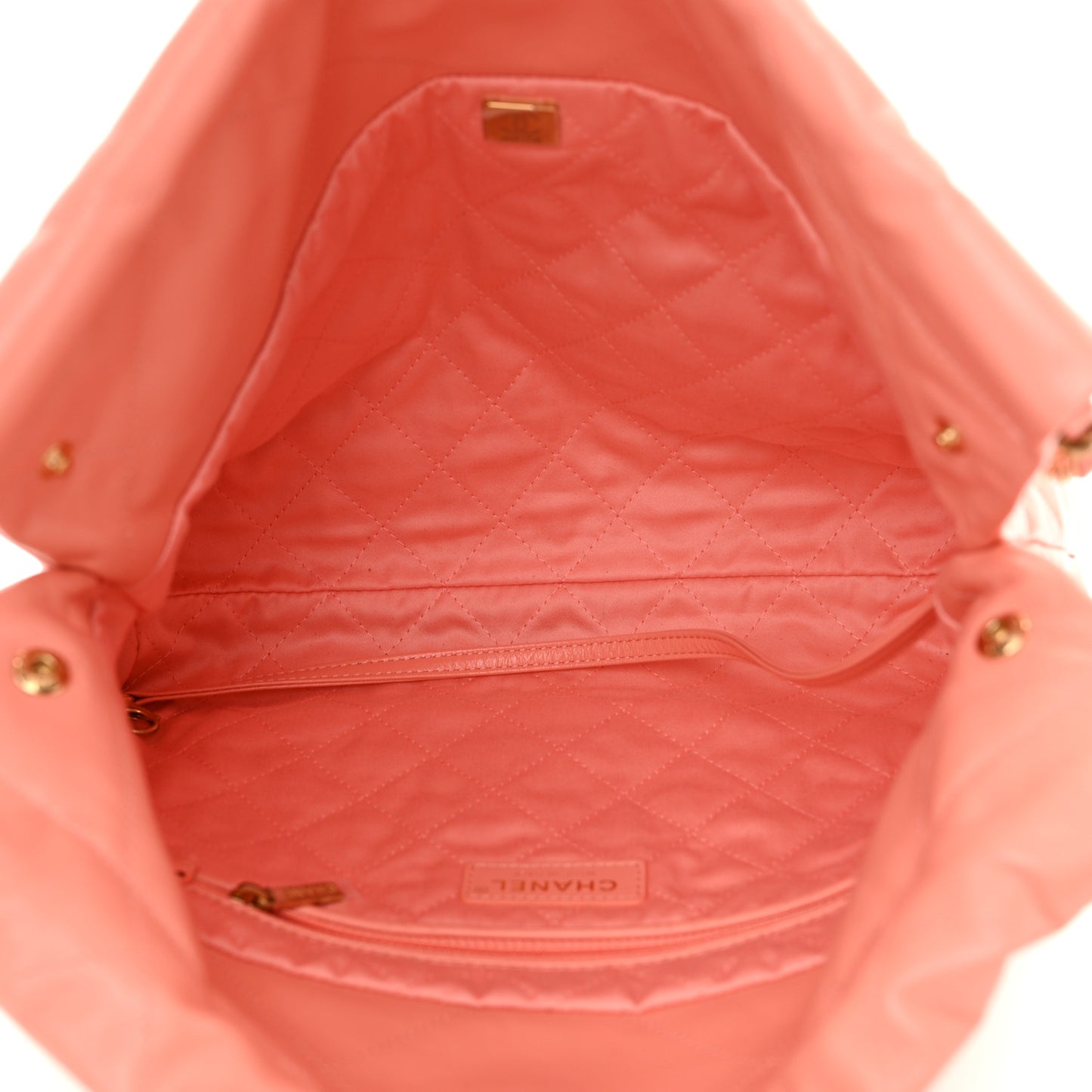 Shiny Calfskin Quilted Small Chanel 22 Coral Pink