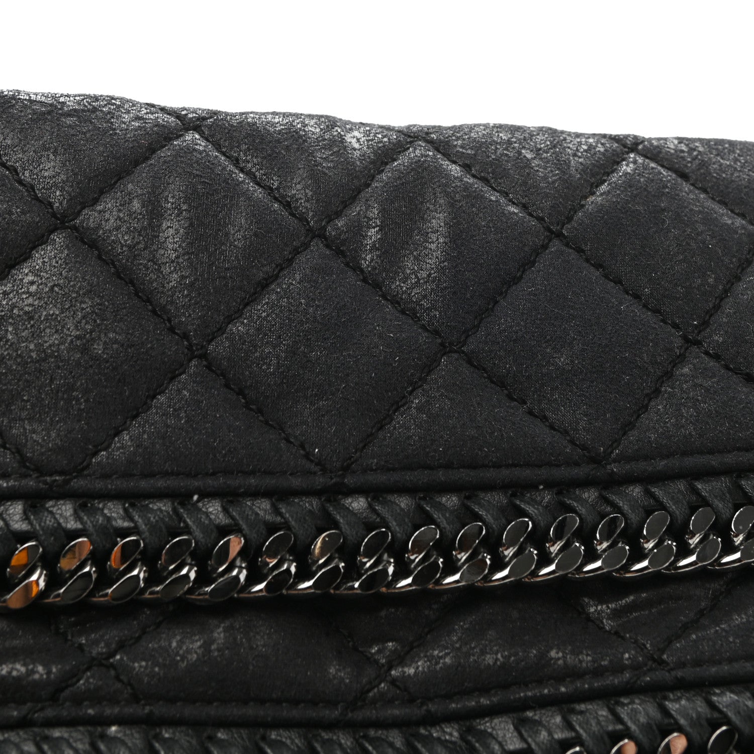 Stella McCartney Shaggy Deer Quilted Falabella Fold Over Clutch Black 8 of 8