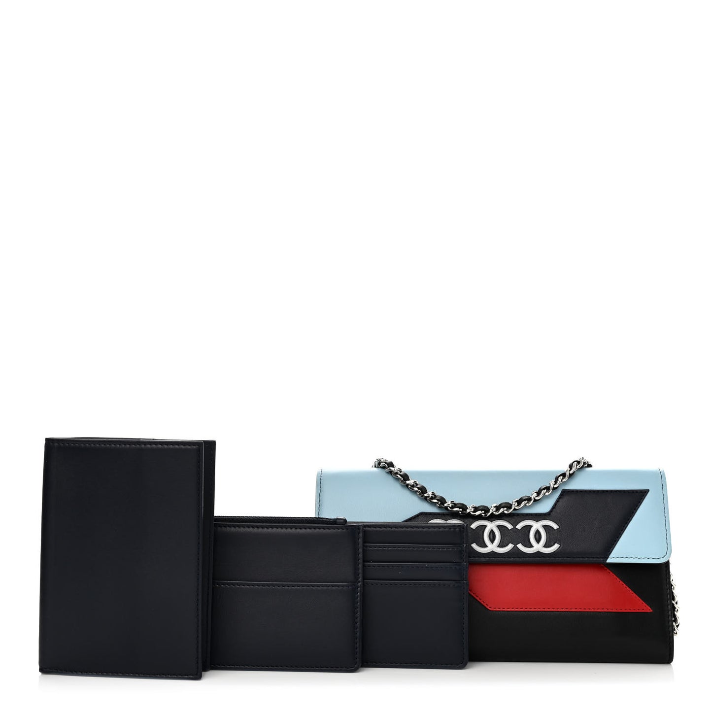 Lambskin Airlines Wallet On Chain WOC Blue Black Red