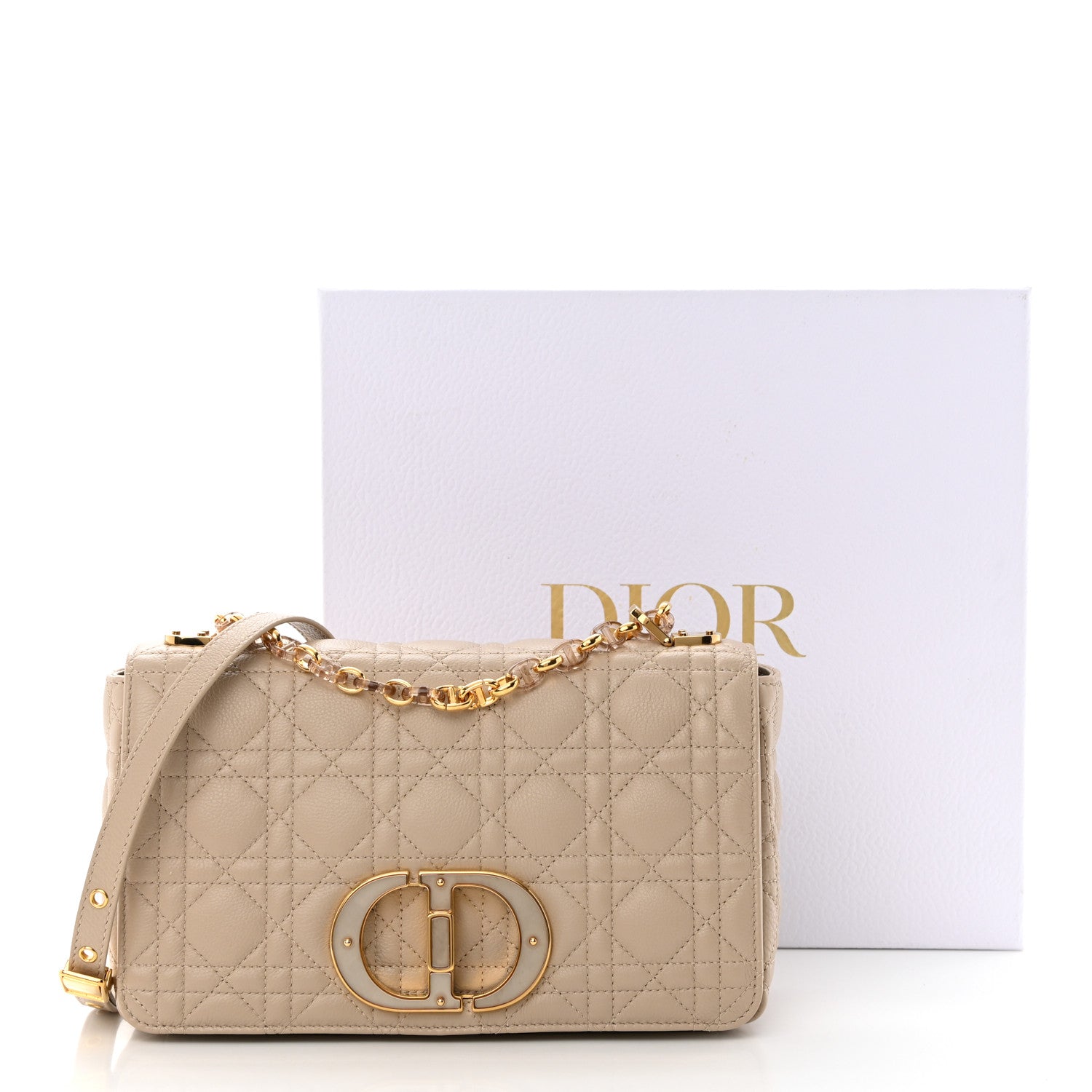 Christian Dior Calfskin Cannage Medium Caro Bag Beige 13 of 13