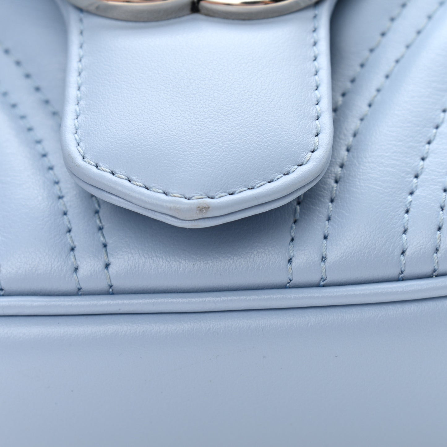Calfskin Matelasse Mini GG Marmont Shoulder Bag Porcelain Light Blue