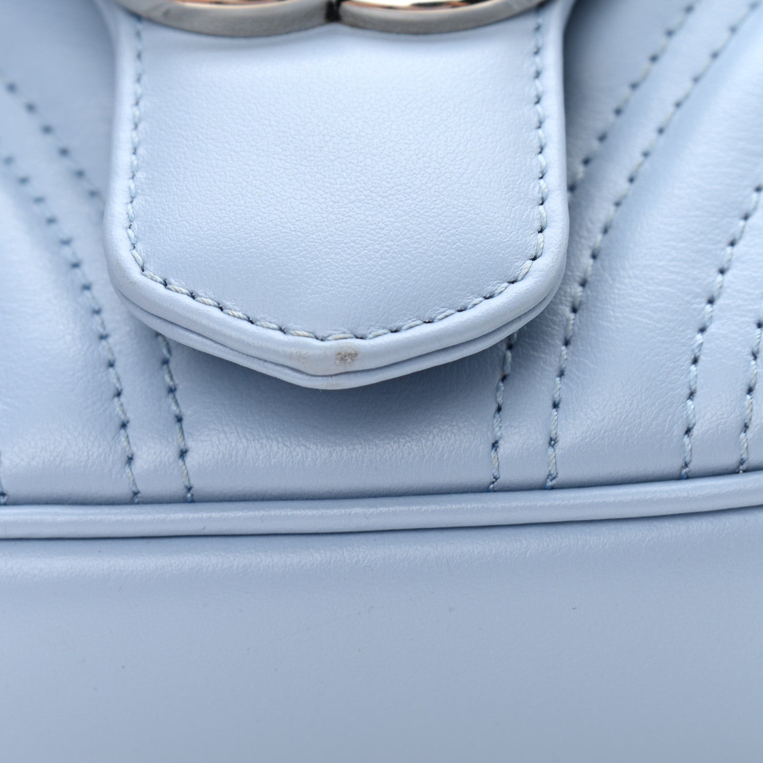 Gucci Calfskin Matelasse Mini GG Marmont Shoulder Bag Porcelain Light Blue 11 of 13