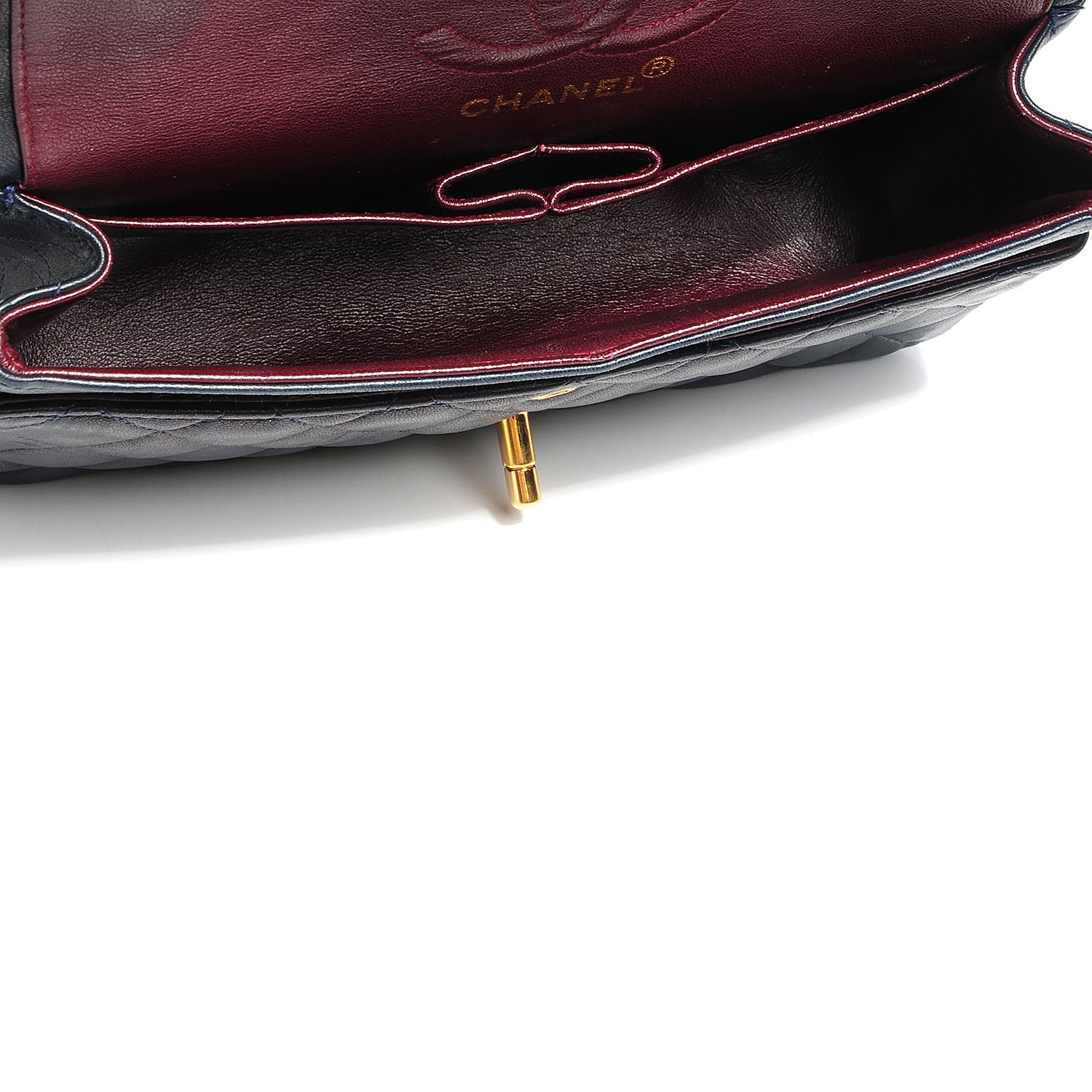 Chanel Lambskin Small Double Flap Navy 6 of 7