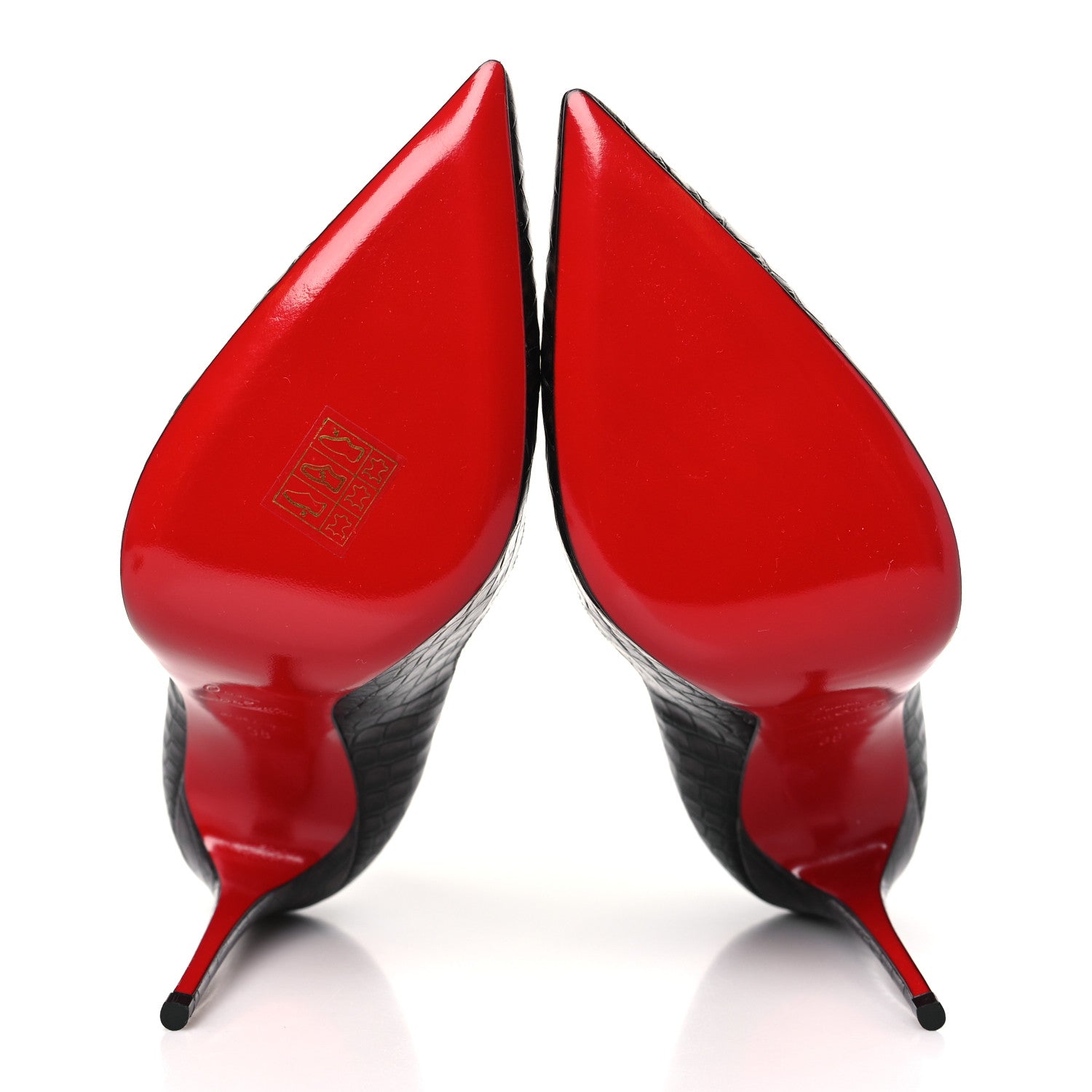Christian Louboutin Calfskin Crocodile Embossed Kate 100 Pumps 38 Expresso 6 of 8