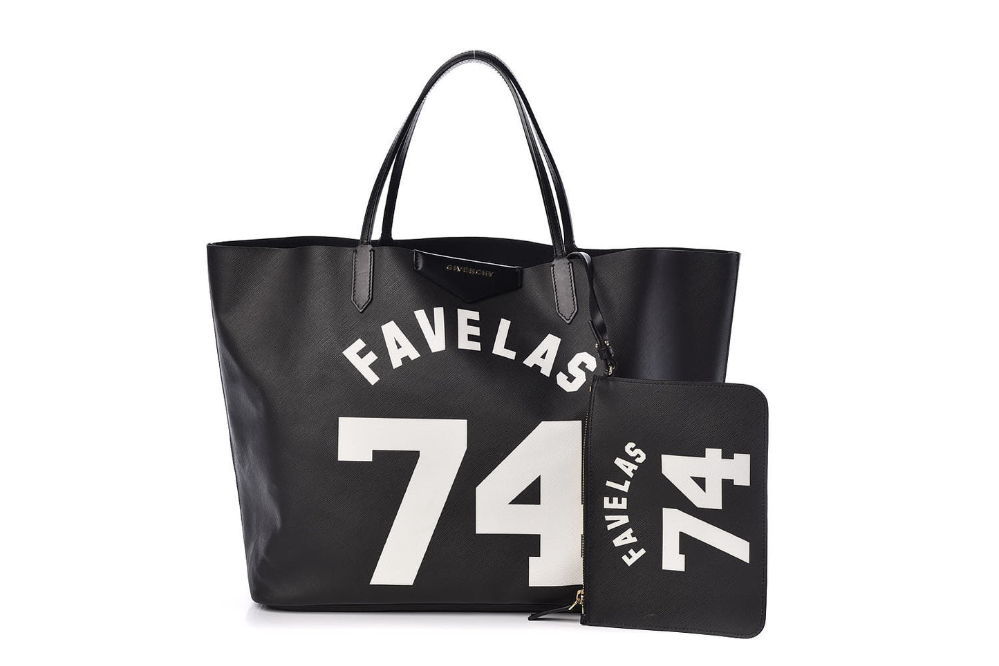 Textured Coated Canvas Favelas Large Antigona Tote Black