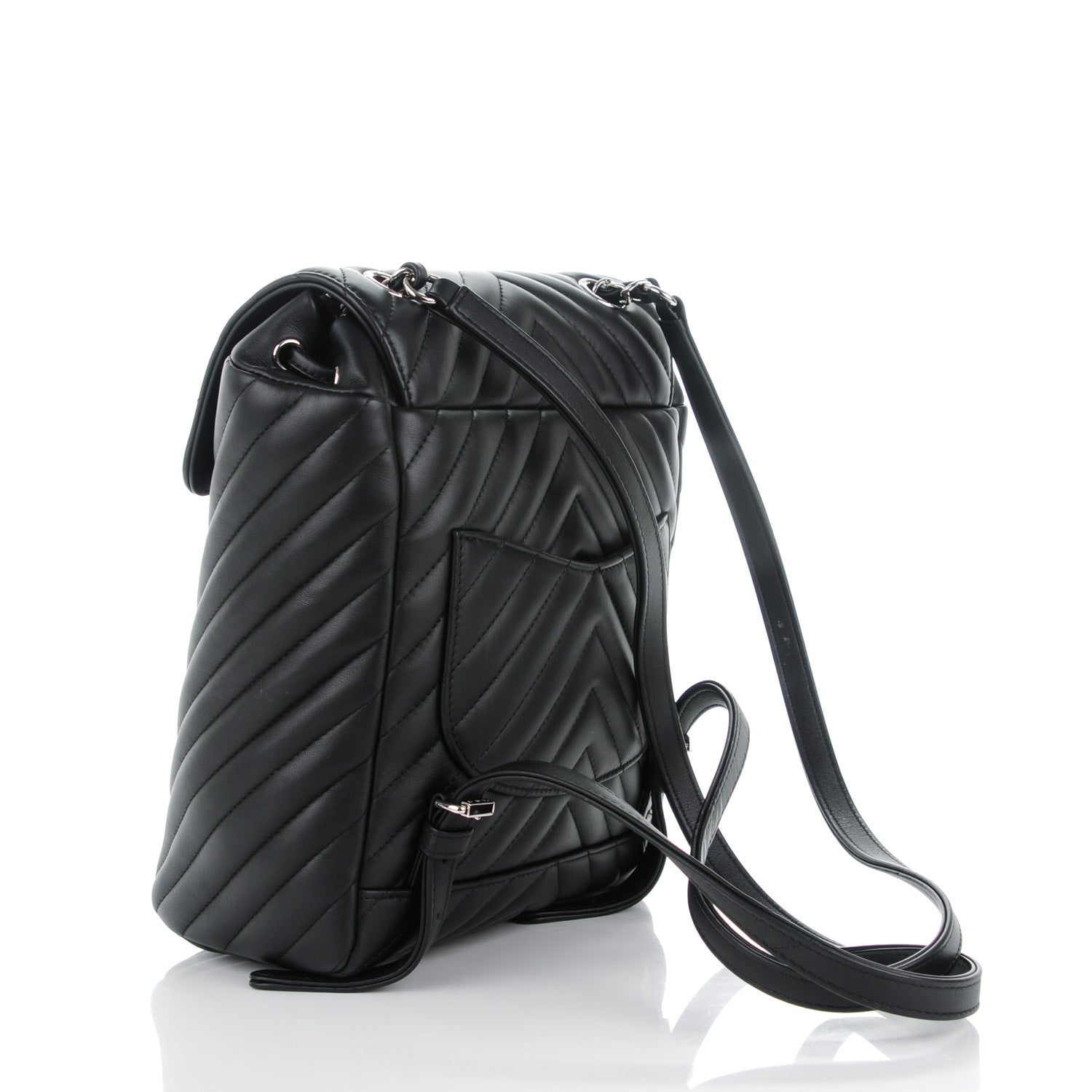 Chanel Calfskin Chevron Quilted Small Urban Spirit Backpack Black 3 of 8