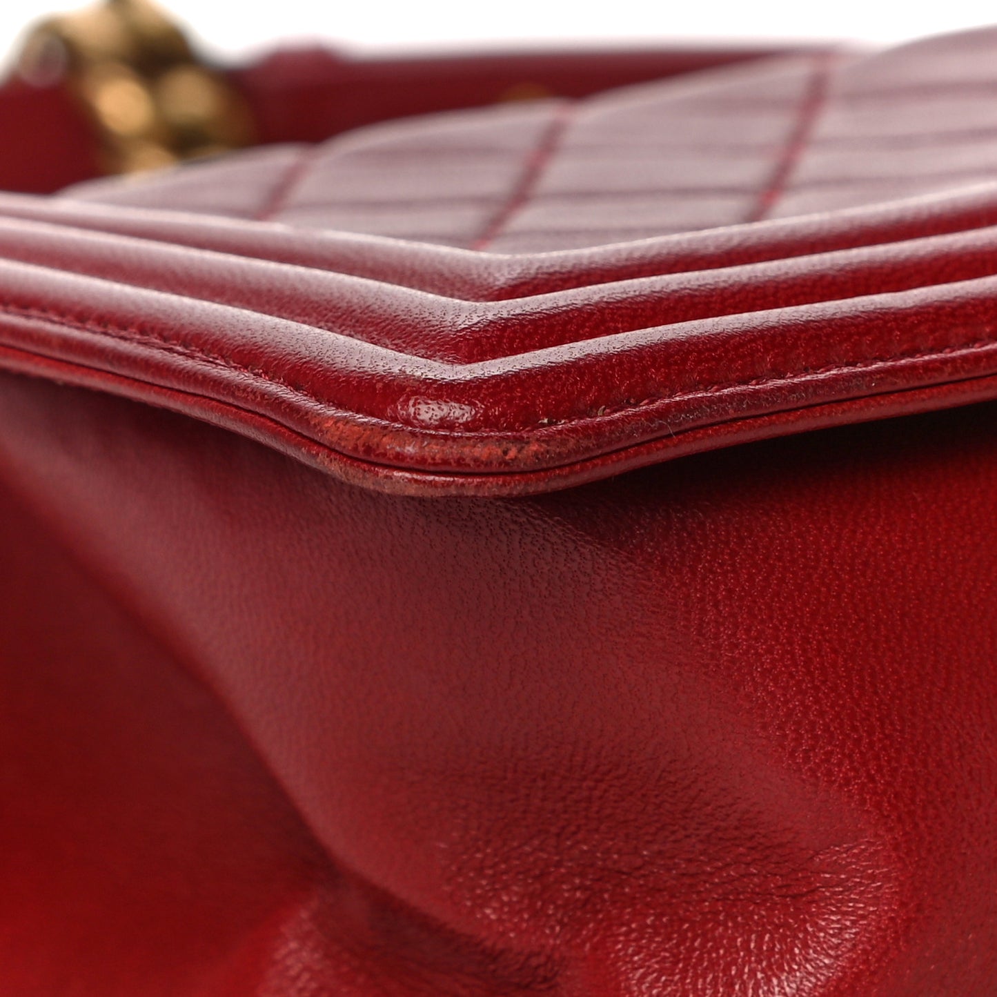 Calfskin Quilted Medium Boy Flap Red