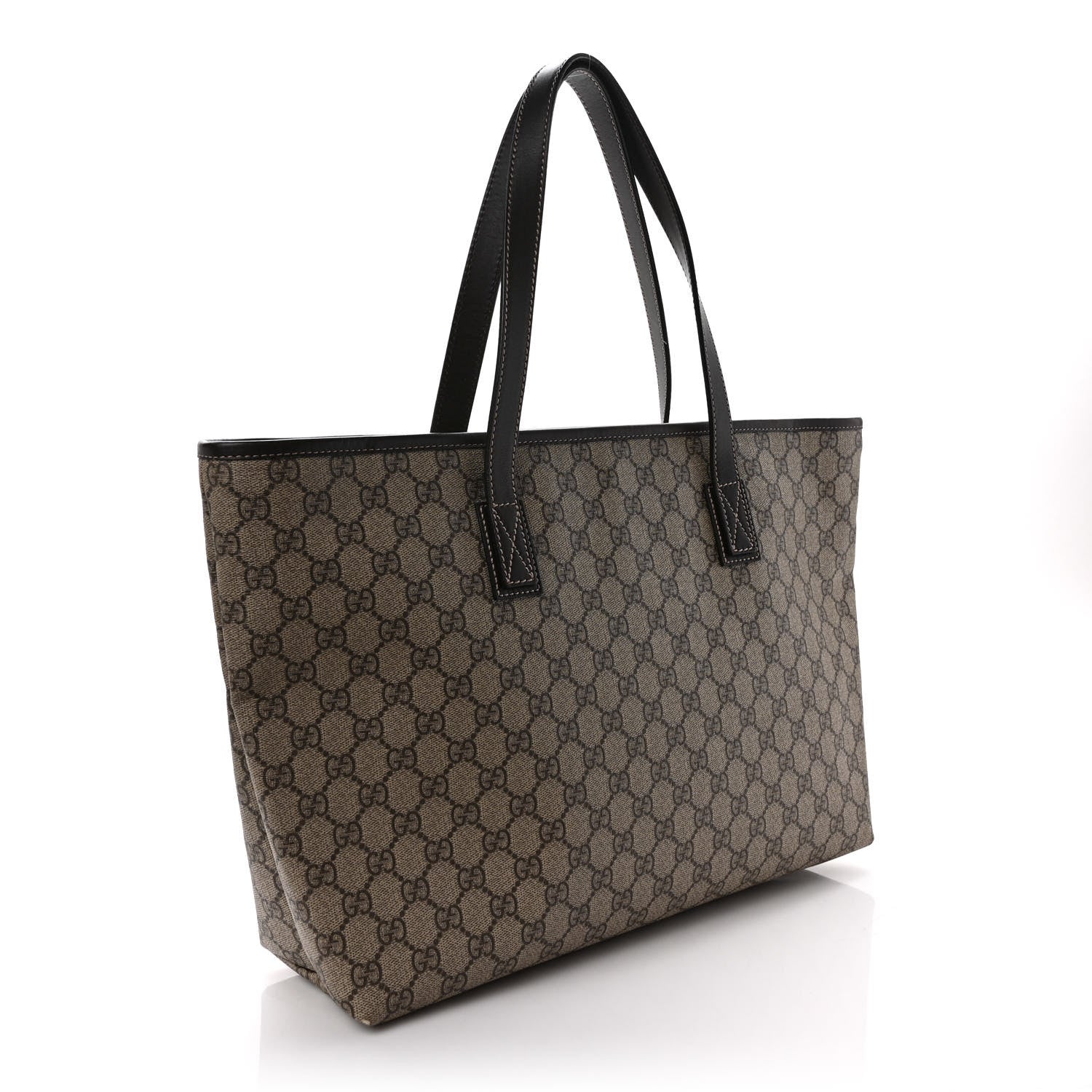 Gucci GG Supreme Monogram Medium Zippered Shopping Tote Dark Brown 3 of 11